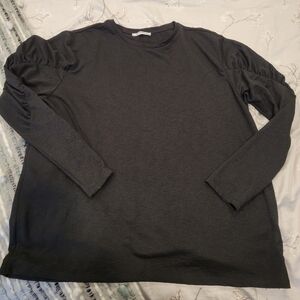 Zara Trafaluc Black Puff Sleeve Top